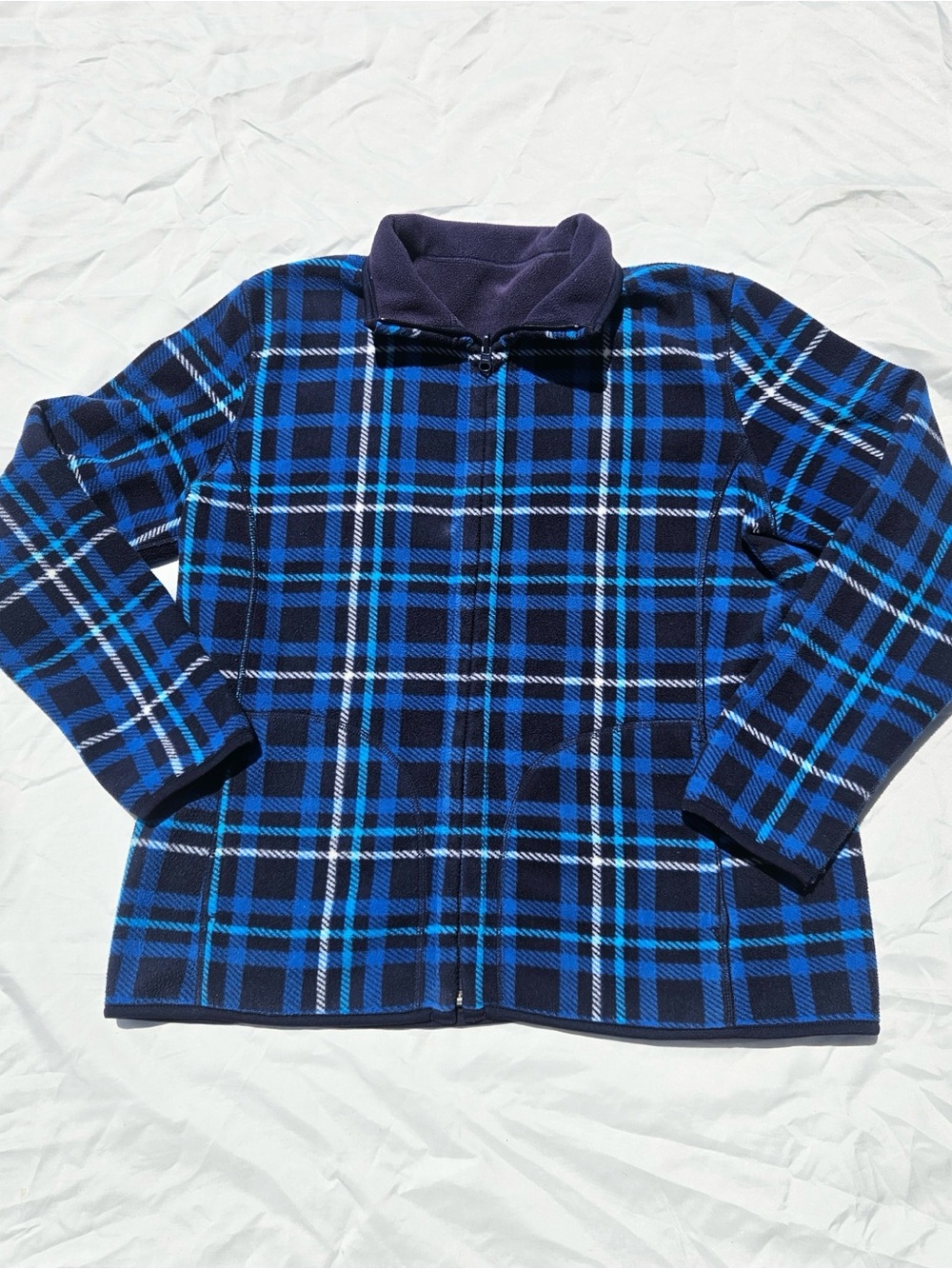 VINTAGE reversible blue plaid sweater - Picture 5 of 15